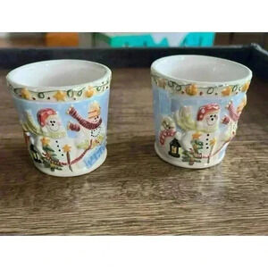 Yankee Candle | Set of 2 Snowman Christmas Winter Candle Holders